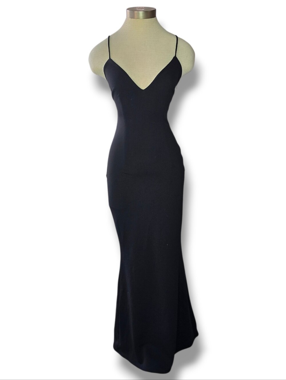 Katie May Bambi Back Cut-Out Black Spaghetti-Strap Evening Gown Size 0 - Picture 4 of 8